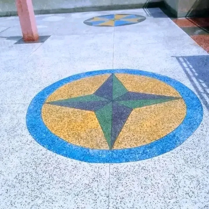 Polished terrazzo floor with marble chips interior